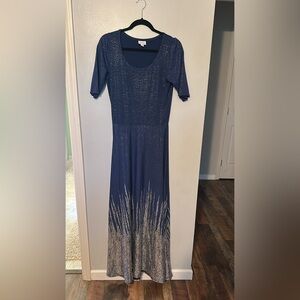 LuLaRoe Navy and Gray Long Sleeve Dress